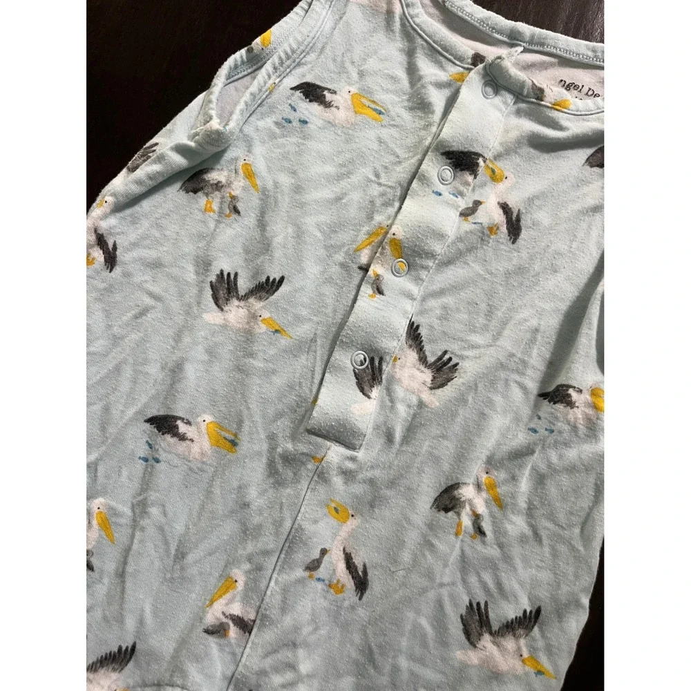 Angel Dear Pelican Print Bamboo Sleeveless Romper Blue 6-12 Months Baby Kids - Picture 3 of 4